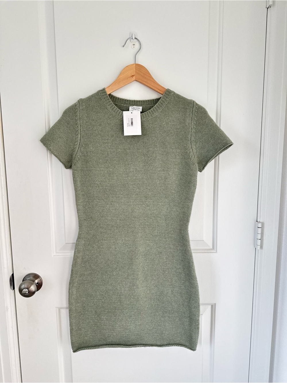 Le Lis Sage Green Short Sleeve Knit Mini Dress